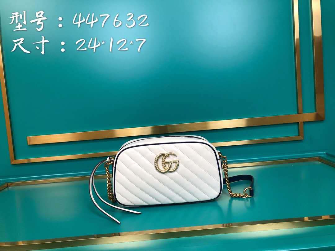 新款奶白色Gucci古驰marmont系列手提包代购品质包包
