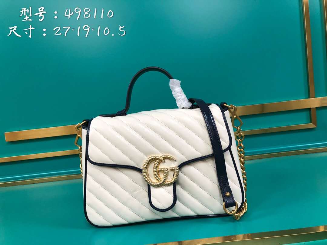新款奶白色Gucci古驰marmont系列手提包代购品质包包
