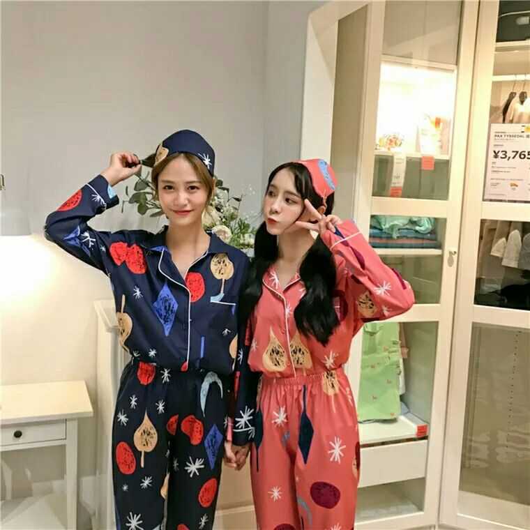 韩版秋季时尚小清新可爱卡通长袖睡衣套装休闲家居服两件套女