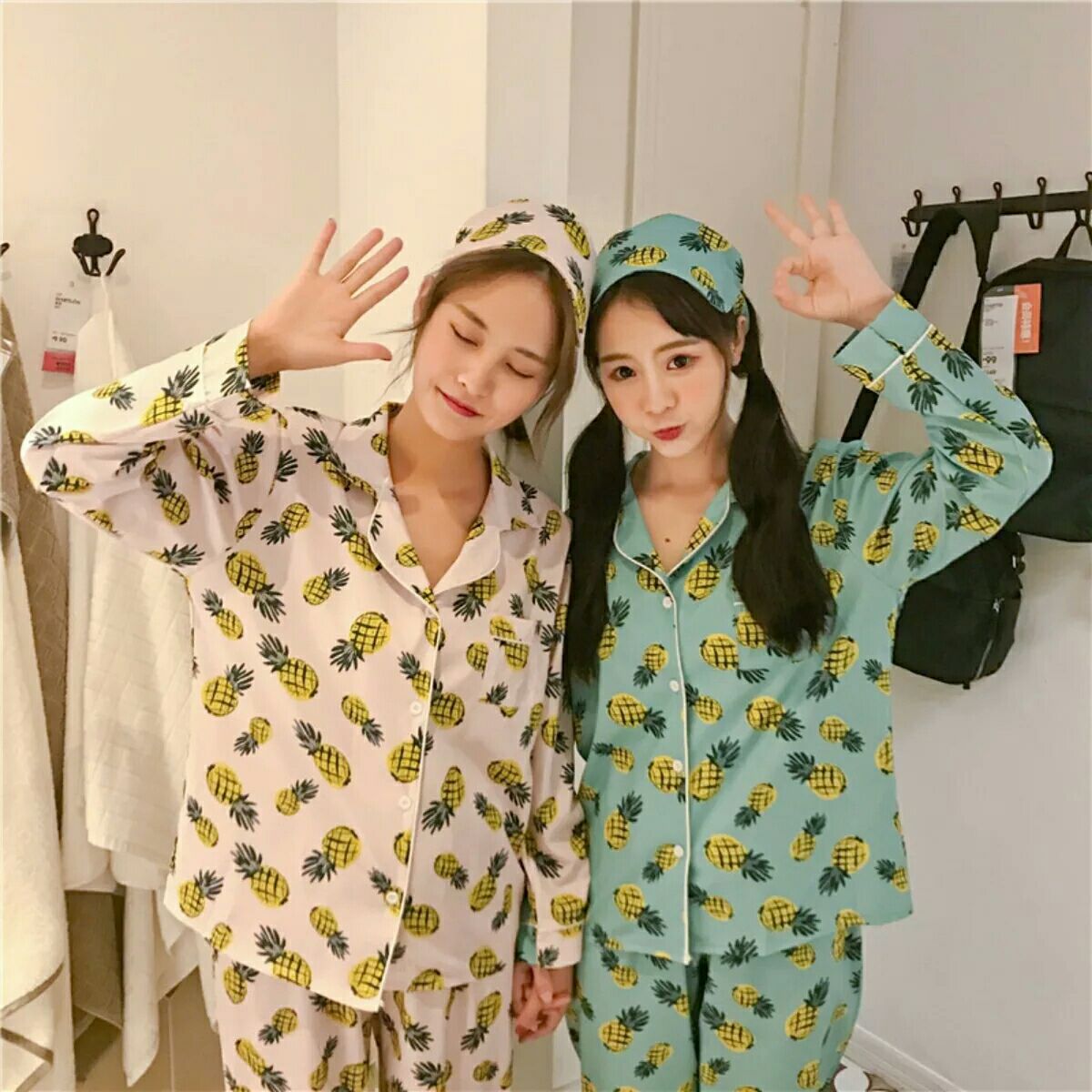 韩版秋季时尚小清新可爱卡通长袖睡衣套装休闲家居服两件套女